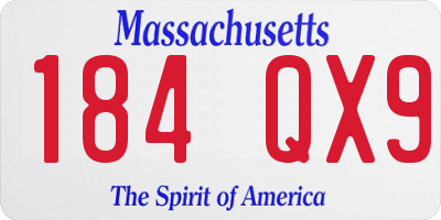 MA license plate 184QX9