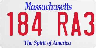MA license plate 184RA3