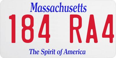 MA license plate 184RA4
