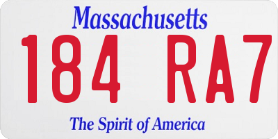 MA license plate 184RA7