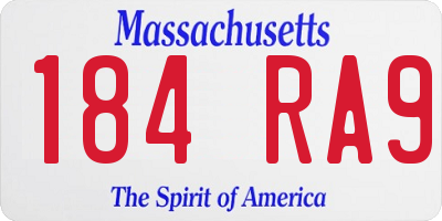 MA license plate 184RA9