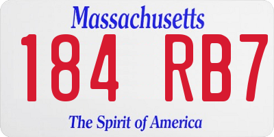 MA license plate 184RB7