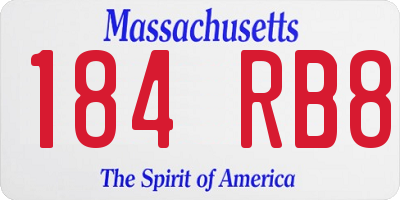 MA license plate 184RB8