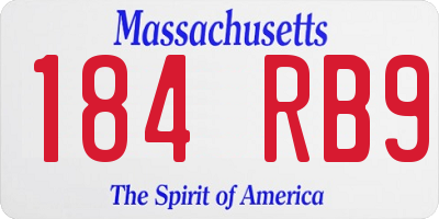 MA license plate 184RB9