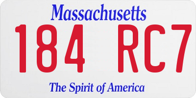 MA license plate 184RC7