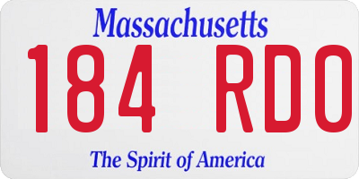 MA license plate 184RD0