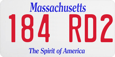 MA license plate 184RD2