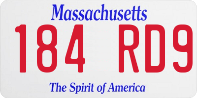 MA license plate 184RD9