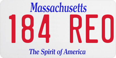 MA license plate 184RE0