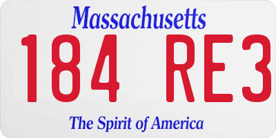 MA license plate 184RE3