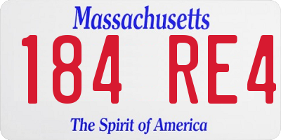 MA license plate 184RE4