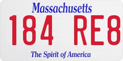 MA license plate 184RE8