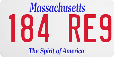 MA license plate 184RE9