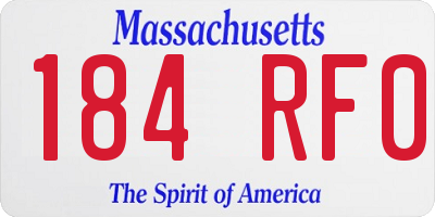 MA license plate 184RF0