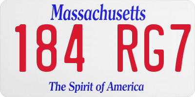 MA license plate 184RG7