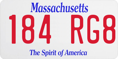 MA license plate 184RG8