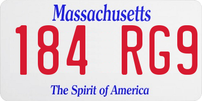 MA license plate 184RG9