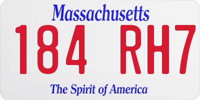 MA license plate 184RH7