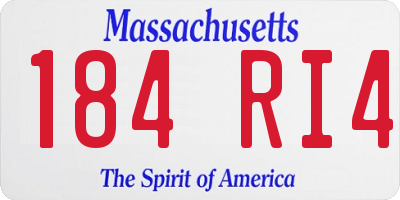 MA license plate 184RI4