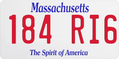 MA license plate 184RI6