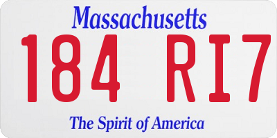 MA license plate 184RI7