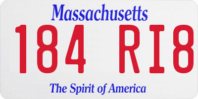 MA license plate 184RI8