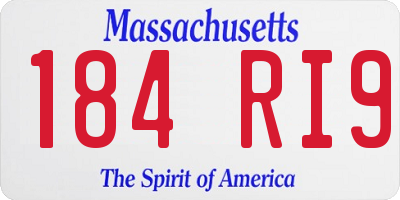 MA license plate 184RI9