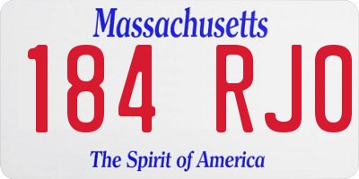 MA license plate 184RJ0