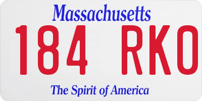 MA license plate 184RK0
