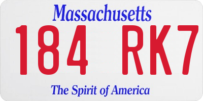 MA license plate 184RK7