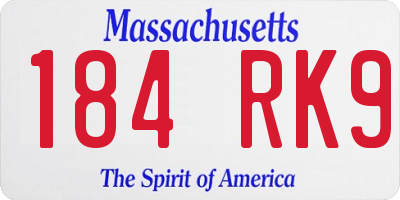 MA license plate 184RK9