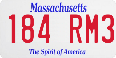 MA license plate 184RM3