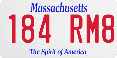 MA license plate 184RM8