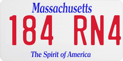 MA license plate 184RN4