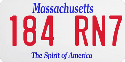 MA license plate 184RN7