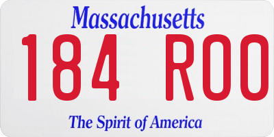 MA license plate 184RO0