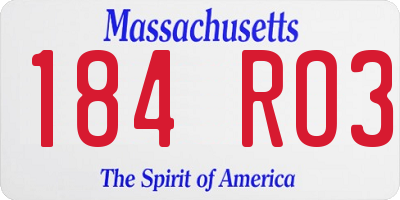 MA license plate 184RO3