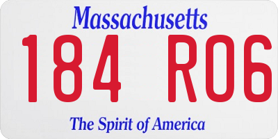 MA license plate 184RO6