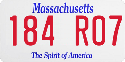 MA license plate 184RO7