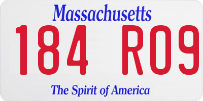 MA license plate 184RO9