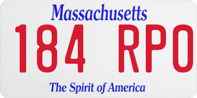 MA license plate 184RP0
