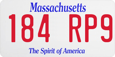 MA license plate 184RP9
