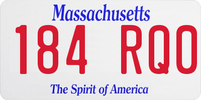 MA license plate 184RQ0