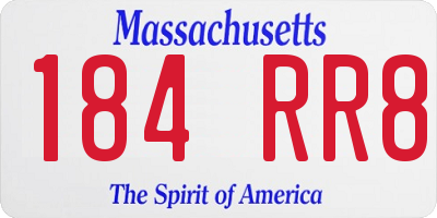 MA license plate 184RR8