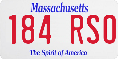 MA license plate 184RS0