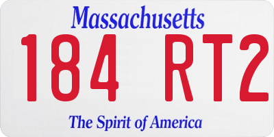 MA license plate 184RT2