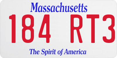 MA license plate 184RT3