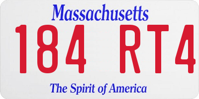 MA license plate 184RT4