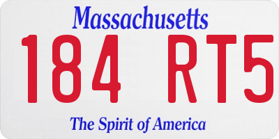 MA license plate 184RT5