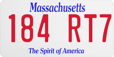 MA license plate 184RT7